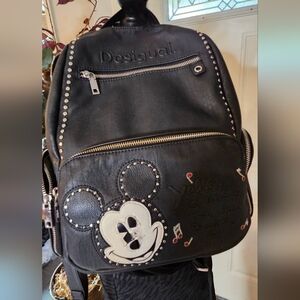 Desigual Disney Mickey Mouse Black Studded Backpack